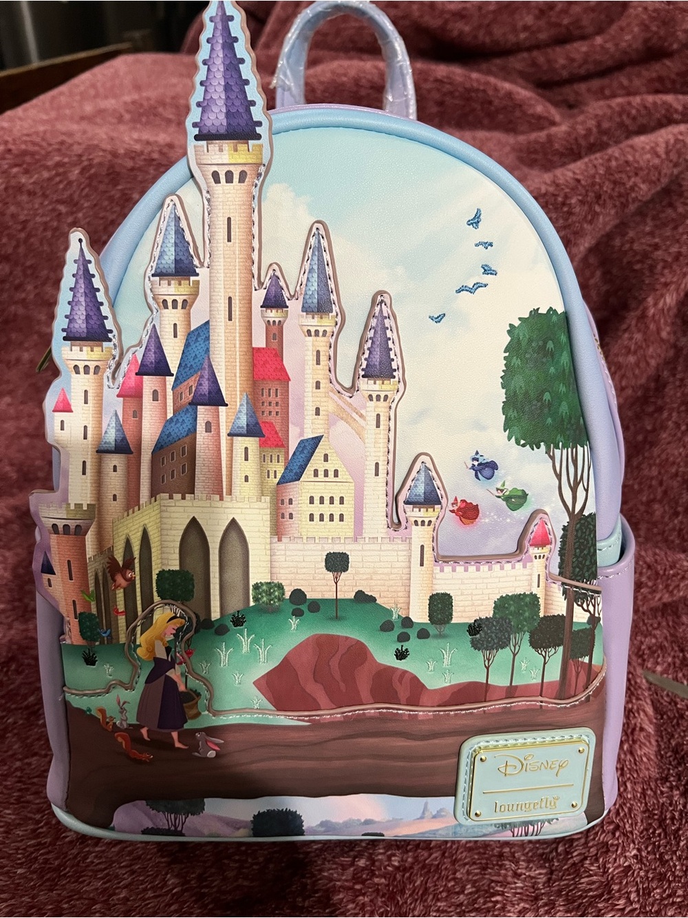 Loungefly Disney Princess Aurora Backpack Faux Leather Zip Multicolor